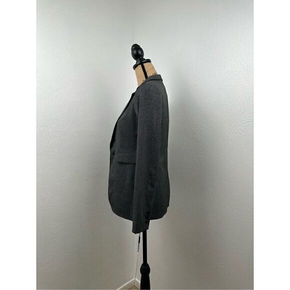Calvin Klein Women’s Petite Black/Cream Herringbone One-Button Jacket Size 4P - Picture 2 of 9
